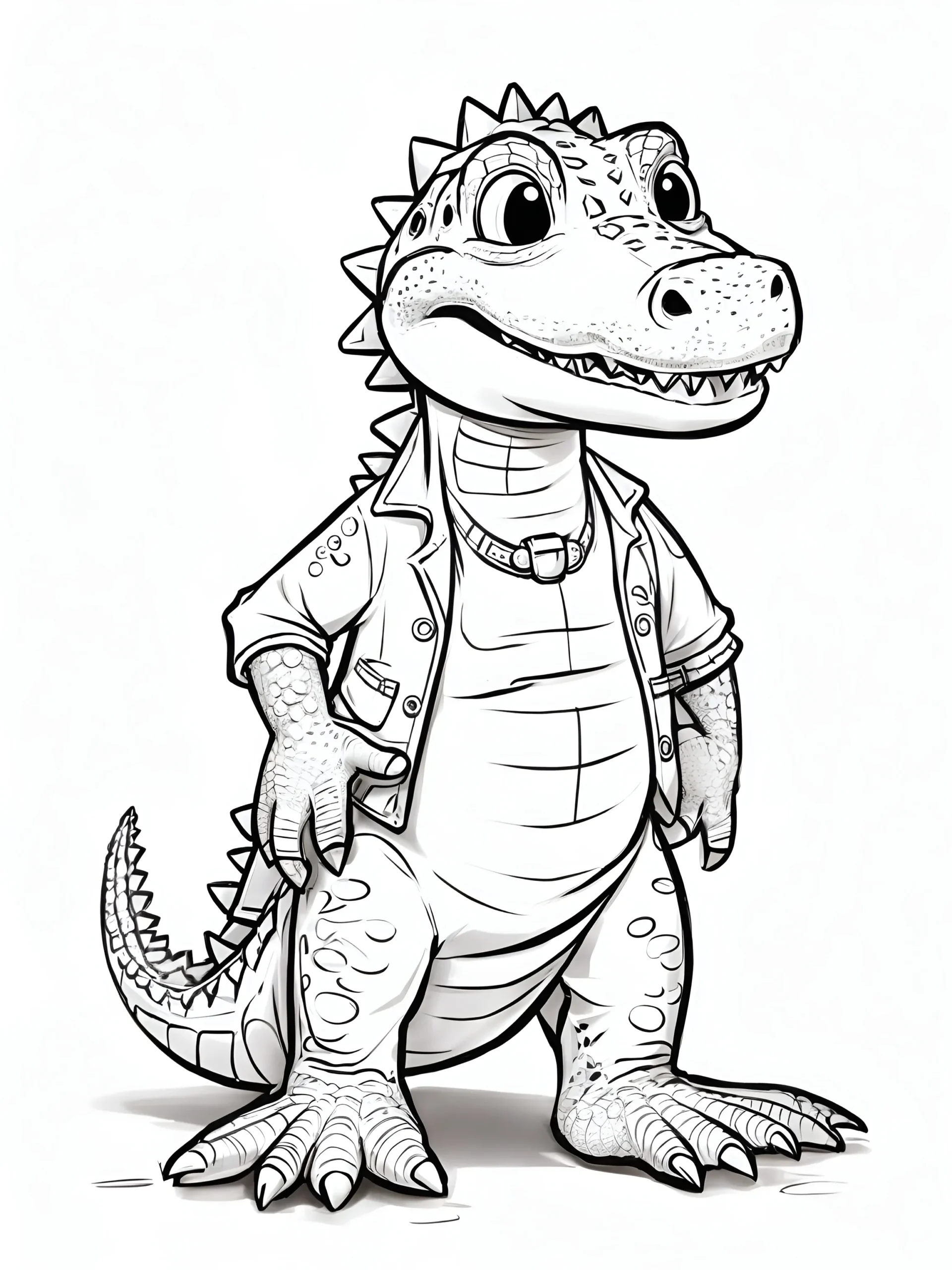 Crocodile coloring page prompt Leonardo AI