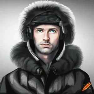 Prompt 6: A handsome pilot wearing a thick arctic uniform and fur-lined hood, fine details