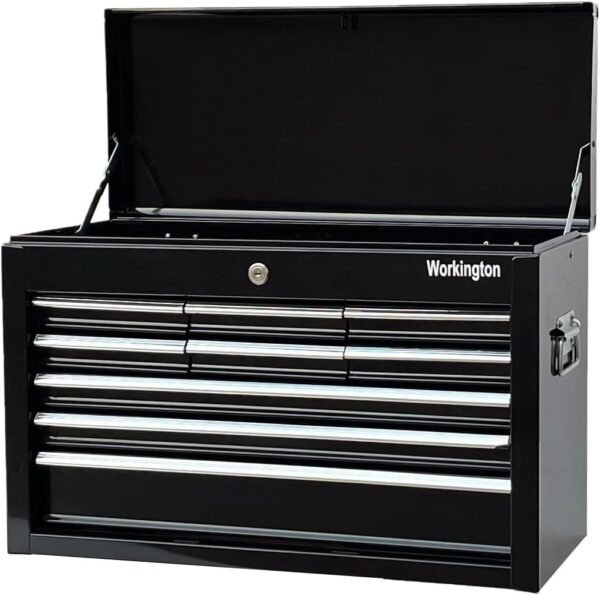 Workington Portable Metal Tool Chest with 9 Drawers, 24" 9-Drawer Tool Chest Cabinet with Ball Bearing Drawer Slides, Steel Tool Storage Box Organizer 4006 Black