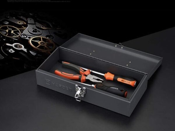 Edward Tools 17" Metal ToolBox - Heavy Duty Portable Tool Box with Organizer Tray and Handle - Solid Metal Locking Latches - Scratch Resistant Finish