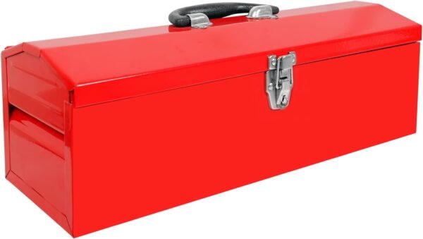 BIG RED ATB212R Torin 19" Steel Portable Tool Box Hip Roof Style Tool Box Organizer with Metal Latch Closure and Removable Storage Tray, Red