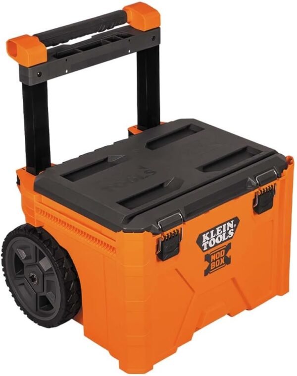 Klein Tools 54802MB MODbox Rolling Tool Box, Heavy Duty Portable Tool Organizer with Side Mounting, 10-Inch Rubber Wheels, Removable Handle, Deep Stackable Set