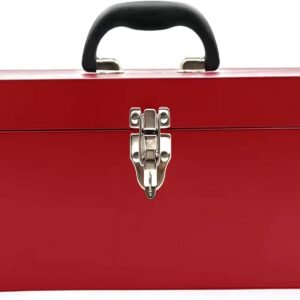 16"" Portable Metal Toolbox Large Tool Box 18-Gauge Fishing Tackle Box Tool Box Drawer Organizer Steel Tool Box With Metal Latch and Handle Red, GJX_418