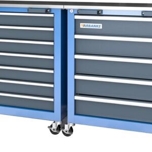 Combination Tool Cabinet and Chest - 7+5 Drawer Tool Chest for Connected Use, Rolling with 360 Brake Wheels and Padded Feet, Blue