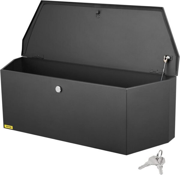 VEVOR Steel Trailer Tongue Box, 36"x12"x12" Heavy Duty Storage With Lock and Keys, Utility Tool Chest for Pickup Truck Bed, RV