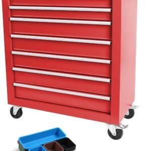 Tool Chest, Tool Boxes with 7 Drawers, Tool Cart with 7 Organizer Tray Divider Set & Wheels, Large Rolling Tool Box Organizer for Garage, Workshop, Home Crafts