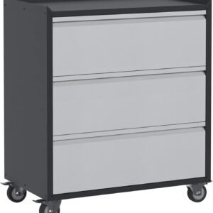 Aobabo Metal Tool Storage Cabinets with Wheels,3 Drawers Rolling Tools Chest Cabinet for Garage,Warehouse,Assembly Required