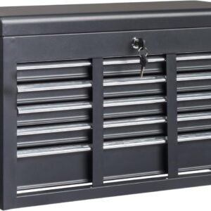 Metal Tool Box, 5-Layer Drawers & Top Storage Tray Tool Box with Lock Safety and Handle, 24" Portable Tool Chest Cabinet for Garage, Warehouse, Home, Black