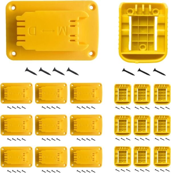Tool Holders Battery Holders Mount for Dewalt 20V Battery Drill Tool Yellow 10pcs tool holders and 10 pcs battery holders