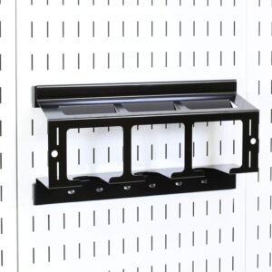 Wall Control Drill Holder Power Tool Storage Rack - Compact Impact Drill Battery Power Tool Pegboard Organizer Pegboard (Black)