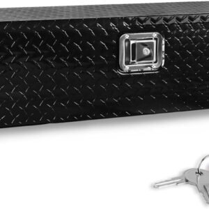 FORWODE 39 Inch Truck Bed Tool Box, Heavy Duty Aluminum Truck Storage Organizer for Pickup Truck Bed RV Toolbox with Handle and Lock Black