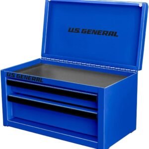 U.S. GENERAL U.S. GENERAL MINI STEEL TOOLBOX, 2 Drawers with magnetic locking mechanism and Top Storage, PVC Liners, Black Trim. (1, BLUE)