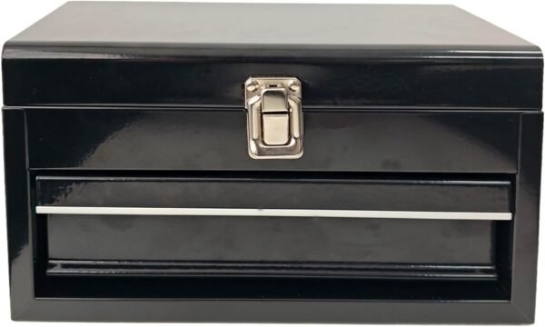 Mini Portable Tool Box, Small Metal Tool Box with Drawer & Latch Closure, Tool Storage Organizer Toolbox for Home,Garage, Warehouse & Repair Shop