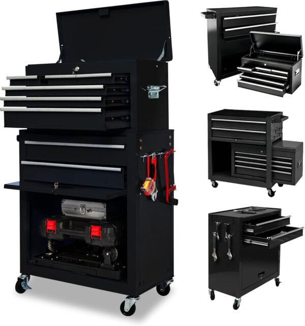 8-Drawer High Capacity Rolling Tool Chest with Wheels, Big Tool Storage Removable Tool Box Combo, Tool Storage Cabinet