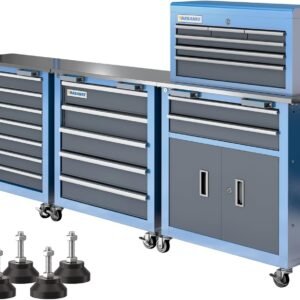 Combination Tool Chest,3 Different Types Tool Cabinets with Stainless Countertop,5-Drawer/7-Drawer/8-Drawer Rolling Tool Chest with Connected Buckle,Tool Cabinet with Wheels and Foot Pad