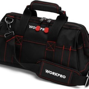 WORKPRO 16-inch Close Top Wide Mouth Tool Storage Bag with Water Proof Rubber Base, W081022A, 16"