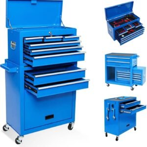 8-Drawer High Capacity Rolling Tool Box with Wheels,Rolling Tool Chest with Drawer,Tool Box on 4 Wheels with Lock, Tool Storage Cabinet Removable Portable Box for Garage Warehouse