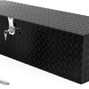 TUFFIOM 39" Aluminum Truck Bed Tool Box, Heavy Duty Diamond Plate Trailer Tool Box with Side Handle & Lock Keys, Tool Storage Organizer Chest for Pick up,Truck Bed,ATV,RV Trailer