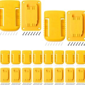 20pas Tool Holders and Battery Holder for Dewalt 20v Wall Mount Hanger Battery Drill Tool Storage Shelf for Milwaukee M18(Yellow)