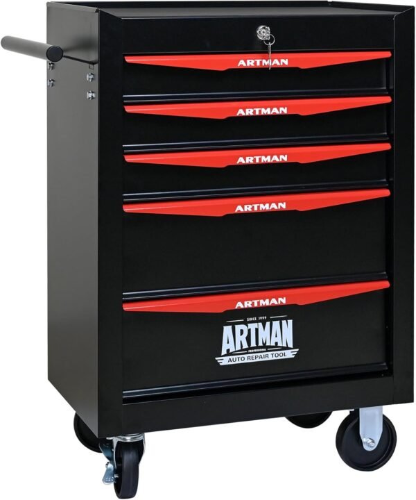5 Drawers Tool Cart on Wheels, Multifunctional Rolling Tool Storage Chest, Drawers Rolling Trolley Organizer Tool Box for Warehouse, Garage, Workshop, Repair Shop (5 Drawers-30.5"H)