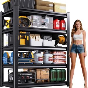 72''H Garage Shelving Heavy Duty 5-Tier Adjustable Storage Shelves Unit,3000 LBS Metal Utility Rack Shelf for Industries, Warehouses, Basement,Black (72'H x 36''W x 16''D)