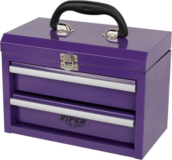 Viper Tool Storage 11-Inch 2-Drawer Portable Toolbox, Purple