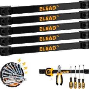ELEAD Magnetic Storage Organizer Tool Holder - 6-Piece Wall Mount Rack Garage Organization Power Magnet Hanger Workbench Board Slatwall Van Organizers Mounted Hanging Strip