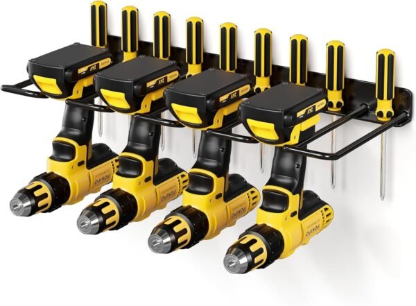 Power Tool Organizer, Drill Holder Wall Mount, Heavy Duty Garage Tool Organizer and Storage, Suitable Tool Rack for Tool Room, Workshop, Garage (Black-1 Tirer)