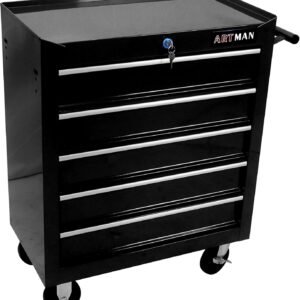 5-Drawer Tool Cart on Wheels, Rolling Tool Chest Storage, Trolley Organizer for Garage, Warehouse, Workshop, Repair Shop (5 Large Drawers-29.3"H-Black)