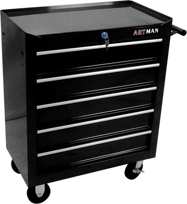 5-Drawer Tool Cart on Wheels, Rolling Tool Chest Storage, Trolley Organizer for Garage, Warehouse, Workshop, Repair Shop (5 Large Drawers-29.3"H-Black)