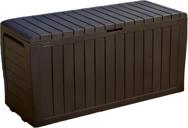 Keter Marvel Plus 71 Gallon Resin Outdoor Storage Box for Patio Storage Box Cushions, Throw Pillows, Garden Tools and Pool Floats, Brown