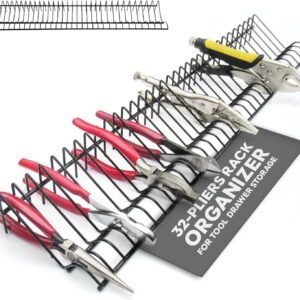 Pliers Rack for Tool Drawer Storage, Holds 32 Tools, Steel Frame, Triple-Coated Vinyl, Adjustable Organizer for Toolboxes, Durable Holder for Home, Garage, and Professional Use