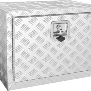 VEVOR Underbody Truck Box, 24"×14"×16" Pickup Storage Box, Heavy Duty Aluminum Diamond Plate Tool Box with Lock and Keys, Waterproof Trailer Storage Box with T-Handle Latch for Truck, Van, Trailer