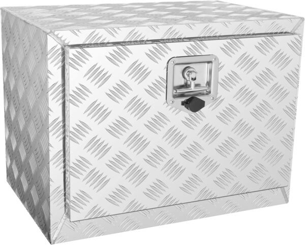 VEVOR Underbody Truck Box, 24"×14"×16" Pickup Storage Box, Heavy Duty Aluminum Diamond Plate Tool Box with Lock and Keys, Waterproof Trailer Storage Box with T-Handle Latch for Truck, Van, Trailer