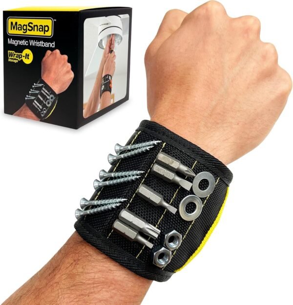 MagSnap Magnetic Wristband by Wrap-It Storage - Wrist Magnet Tool Belt and Screw Holder - Great Tool Gift for Dad