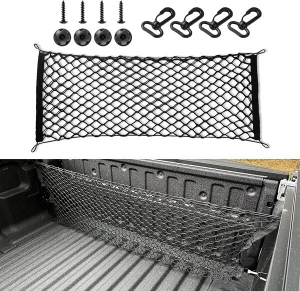 Cargo Net Stretchable, Automotive Cargo Nets, Adjustable Elastic Storage Organizer Net with Hook, Automotive Exterior Accessories Truck Bed Organizer Universal for Most Car SUVs Trucks
